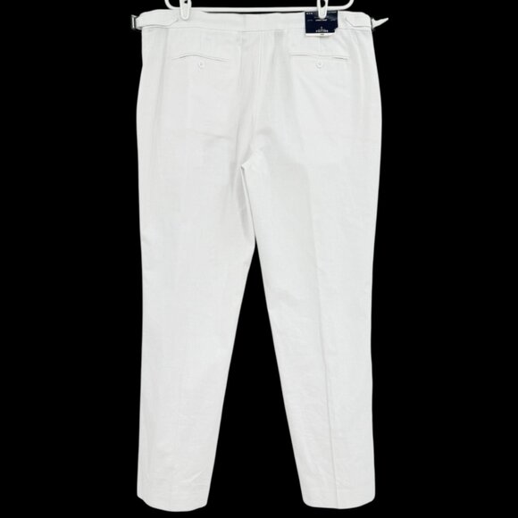 Stafford Men's Flat Front Classic Side Buckle Lined Blend White Pants 40x32 NWT - Picture 2 of 11